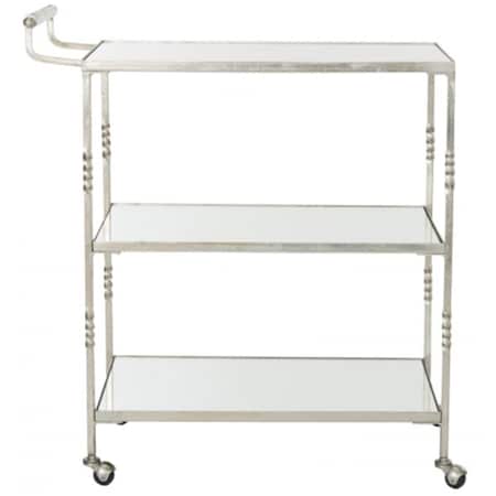Safavieh Aurelius Bar Cart- Silver and Mirror Top - 35 x 29 x 26 in. FOX2557A